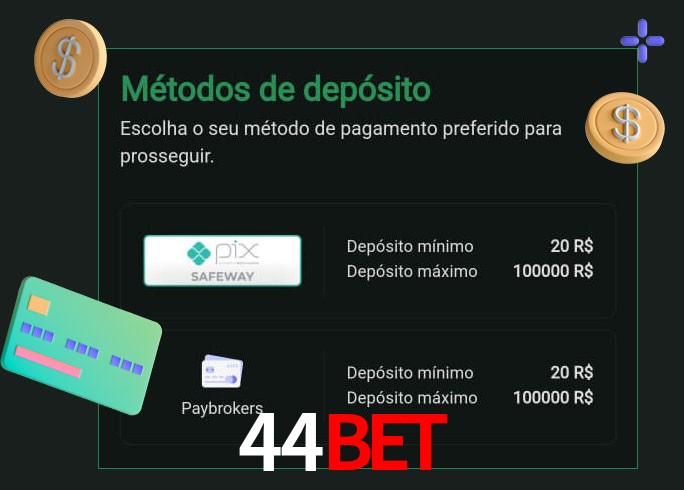 O cassino 44Bet oferece uma grande variedade de métodos de pagamento